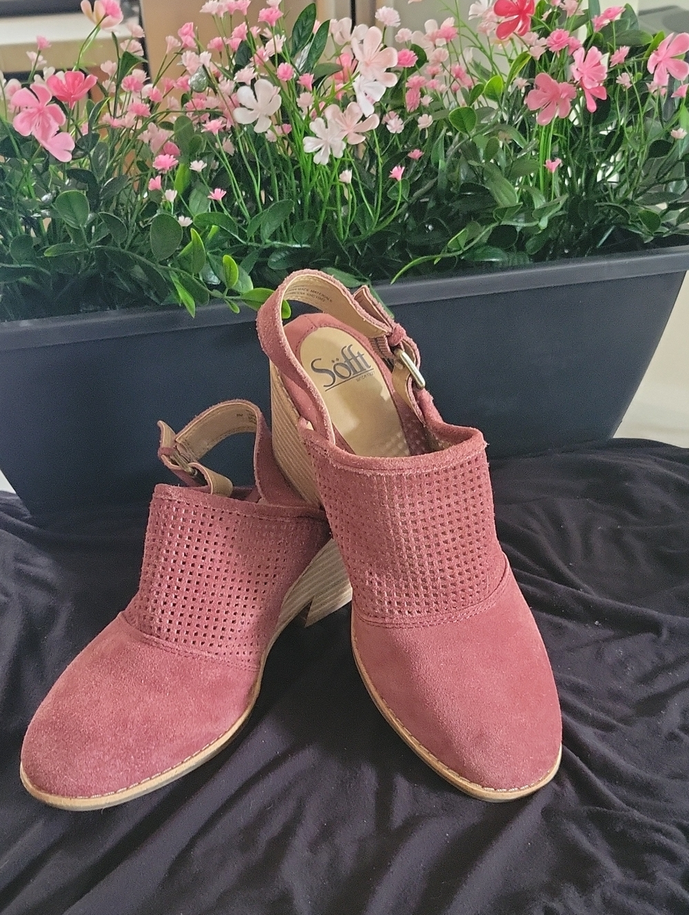 SOFFT Rose Suede Perforated Slingback Mules